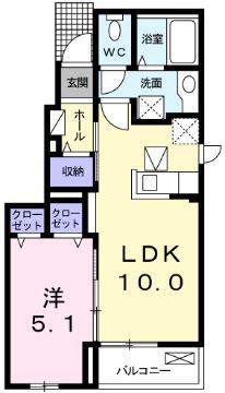 メゾン八王子 I(1LDK/1階)の間取り写真