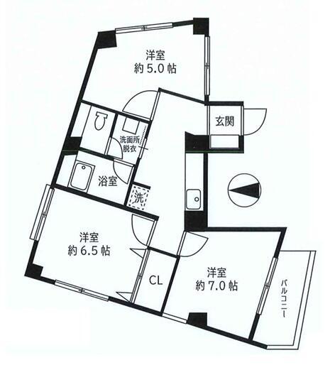 山中ビル(3K/4階)の間取り写真