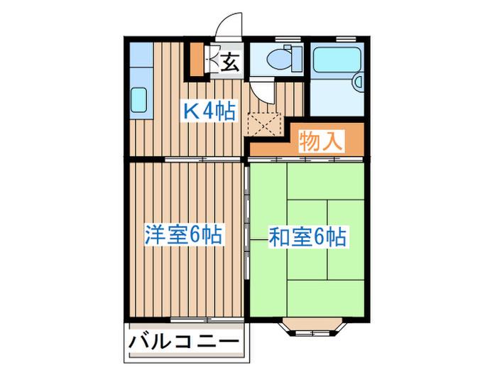コーポ榊原B棟(2K/2階)の間取り写真