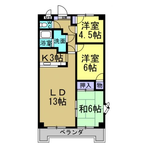 サンシティウィンディコート(3LDK/4階)の間取り写真