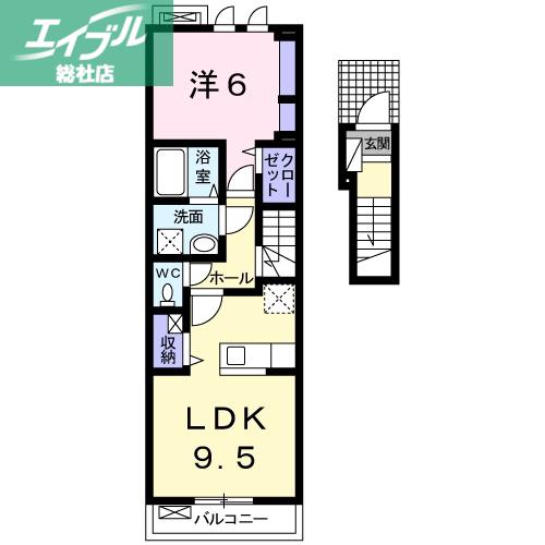 サンリット ノバ(1LDK/2階)の間取り写真