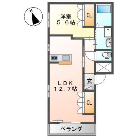 メゾンフェリーチェ(1LDK/1階)の間取り写真