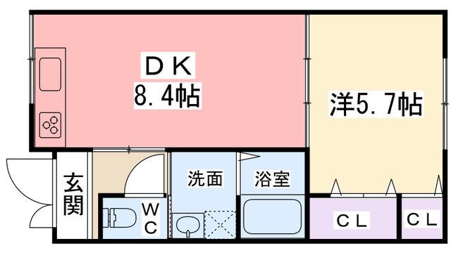 ロベリア30(1DK/2階)の間取り写真