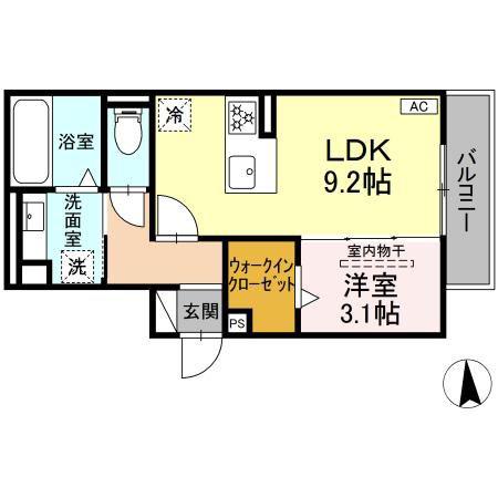 デュープレイス(1LDK/3階)の間取り写真