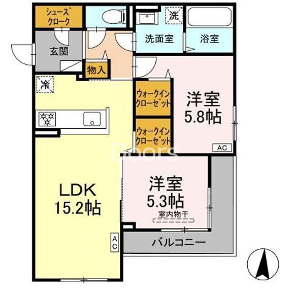 LE TREFLE(2LDK/1階)の間取り写真