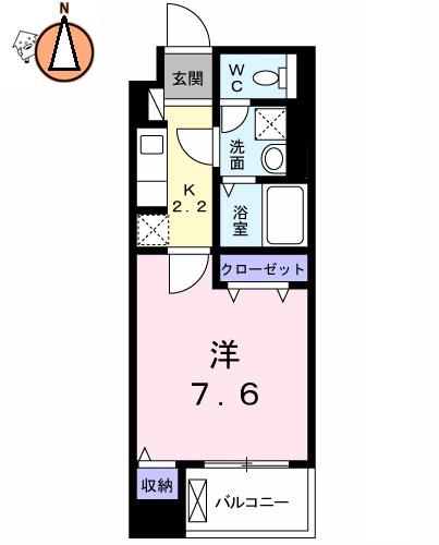 グランコート国府(1K/3階)の間取り写真