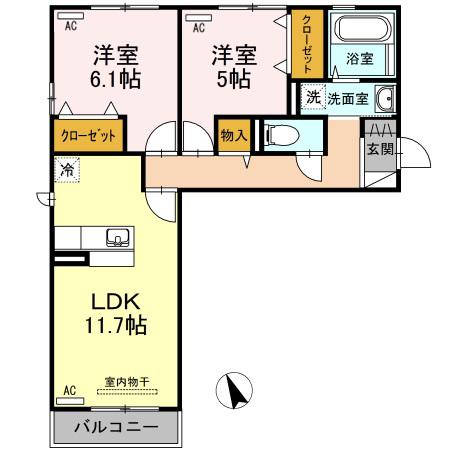 D-ROOMノトス(2LDK/2階)の間取り写真