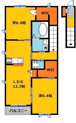 ベルウッド 2 A(2LDK/2階)の間取り写真