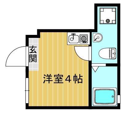 アヴニール上北沢(ワンルーム/1階)の間取り写真