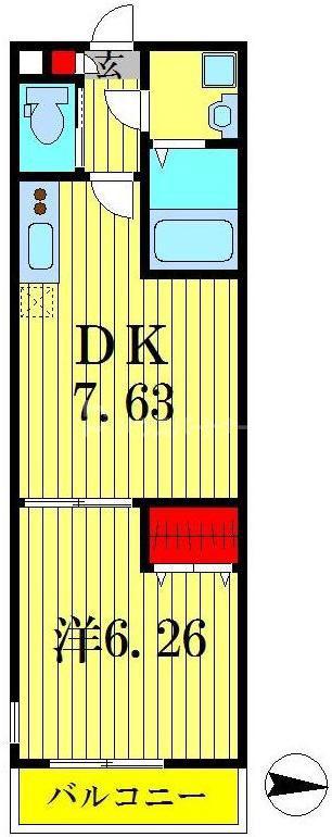 ミハス柏(1DK/1階)の間取り写真