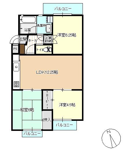 エクレール相武台(3LDK/2階)の間取り写真