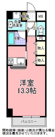 リバティ梅香(1K/7階)の間取り写真