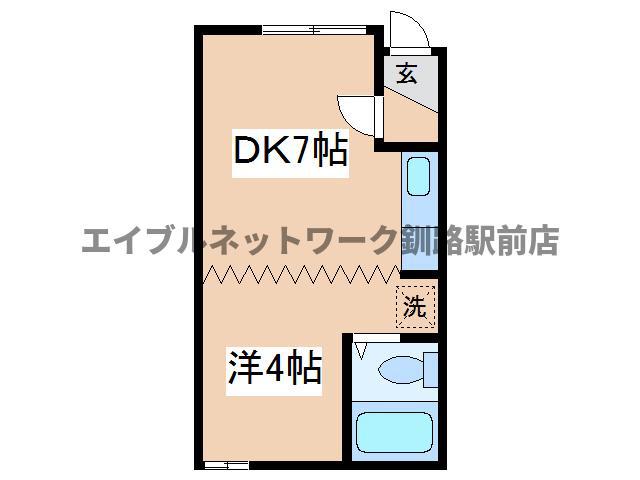 パークサイドR(1DK/2階)の間取り写真