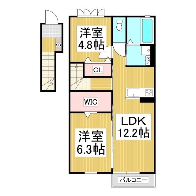 GRANDE広丘 C棟(2LDK/2階)の間取り写真