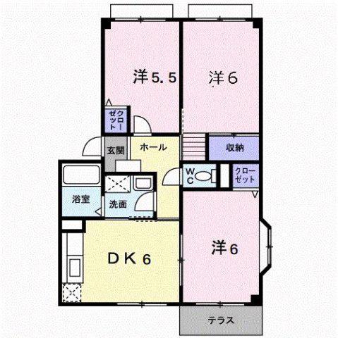 ヴィクトワールGONDOU B(3DK/1階)の間取り写真