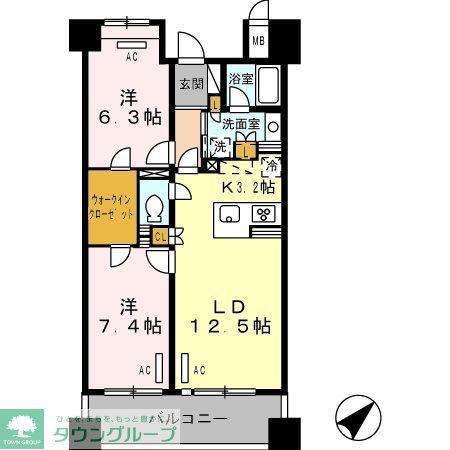 ロイヤルパークス豊洲(2LDK/4階)の間取り写真