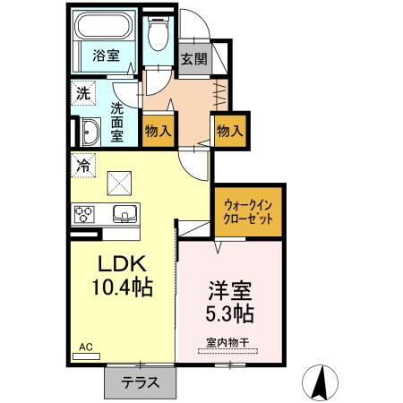 セリシール エスト(1LDK/1階)の間取り写真