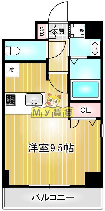 プレサンス泉アーバンゲート(ワンルーム/12階)の間取り写真