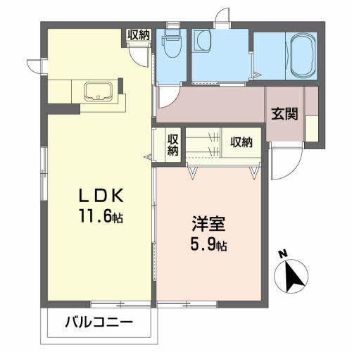 シャーメゾン・ラフォーレA(1LDK/2階)の間取り写真