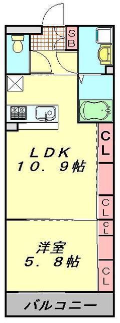リブリ・SKYS THE LIMIT(1LDK/3階)の間取り写真
