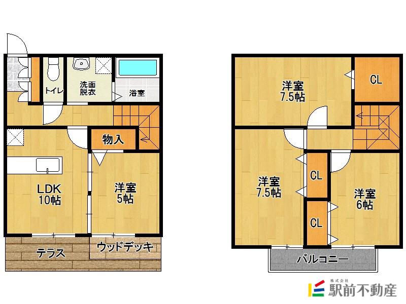 リビングタウン赤松B棟(4LDK/1階)の間取り写真