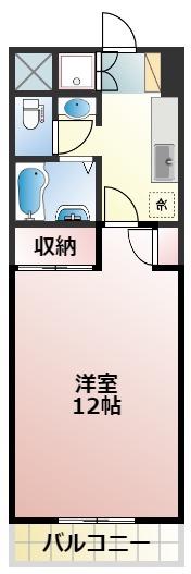フォディアサーティナインビルディング(1K/4階)の間取り写真