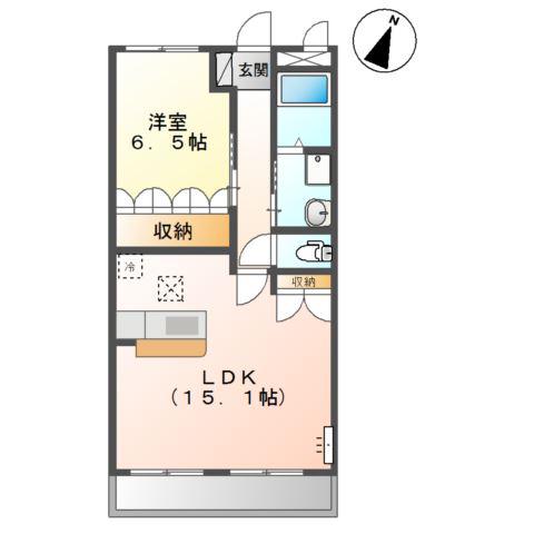 グランチェスタI(1LDK/1階)の間取り写真
