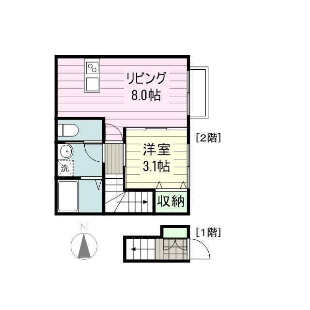 ミルエーラ荒井I(1LDK/2階)の間取り写真