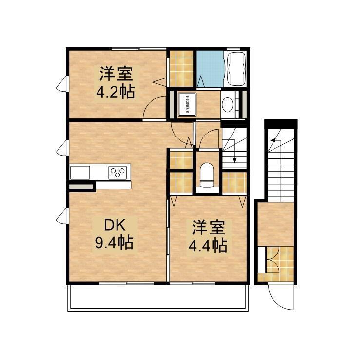 サンパティークB(2LDK/2階)の間取り写真