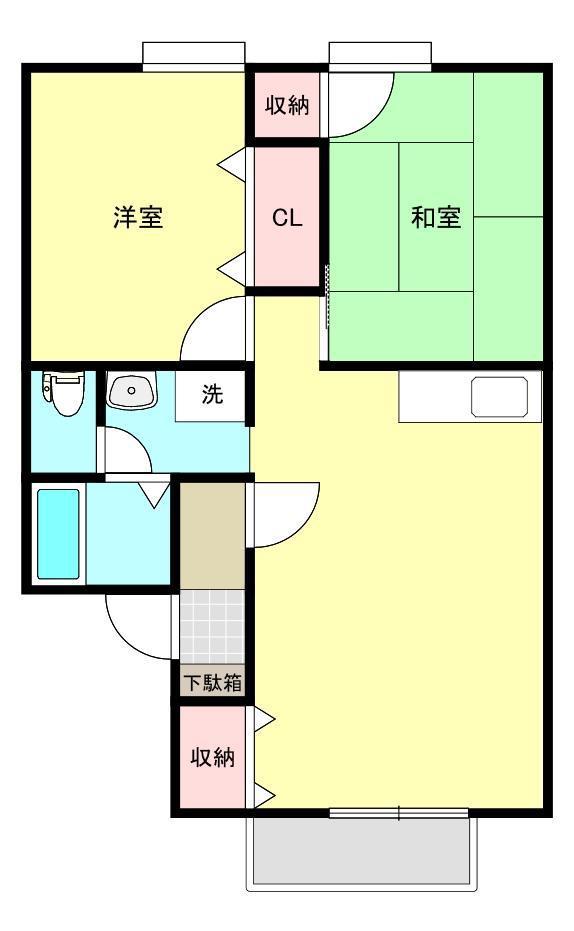 パリス参番館(2LDK/1階)の間取り写真