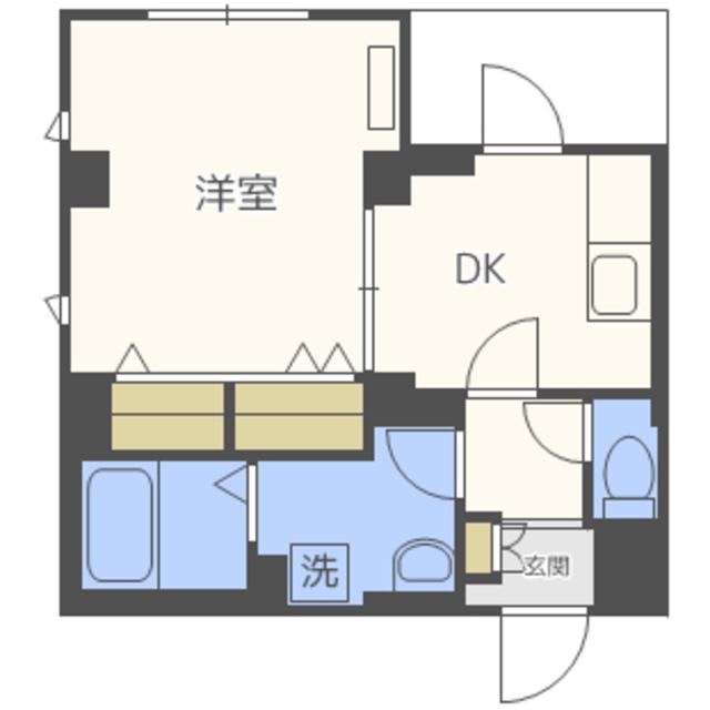 CASA大濠西(1DK/4階)の間取り写真