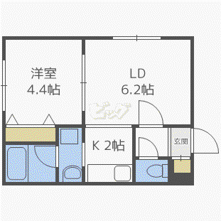 コムフォート南平岸(1LDK/3階)の間取り写真