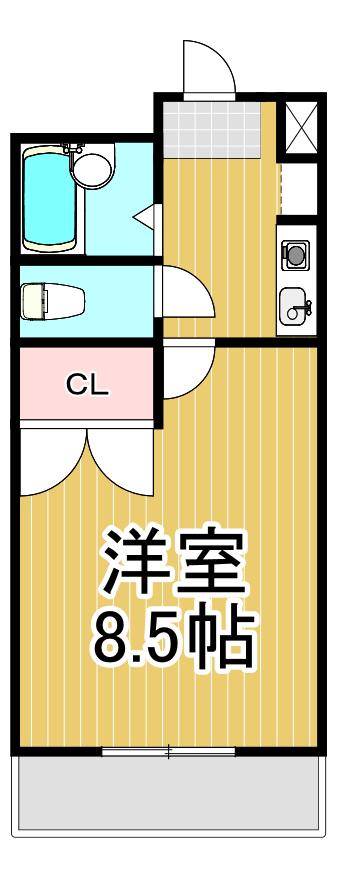 カサカルロサⅡ(1K/3階)の間取り写真