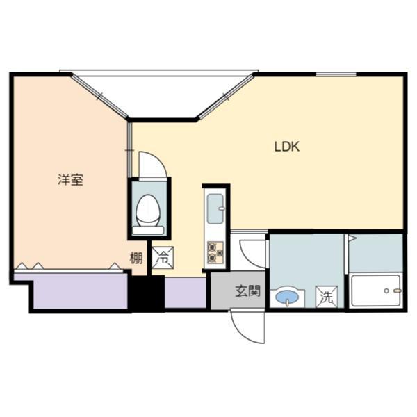 フォンテーヌ金亀(1LDK/3階)の間取り写真