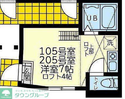 ユナイト神大寺シアヌークの杜(ワンルーム/2階)の間取り写真