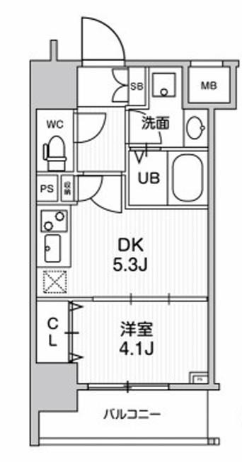 ジェノヴィア南千住スカイガーデン(1DK/9階)の間取り写真