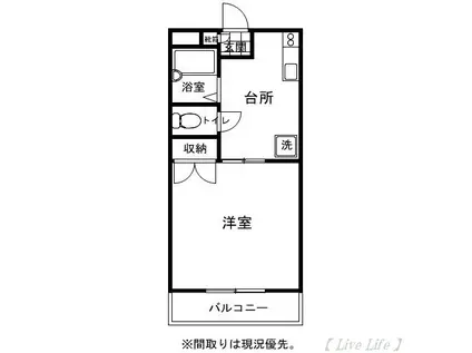 クローバーガーデン(1K/1階)の間取り写真