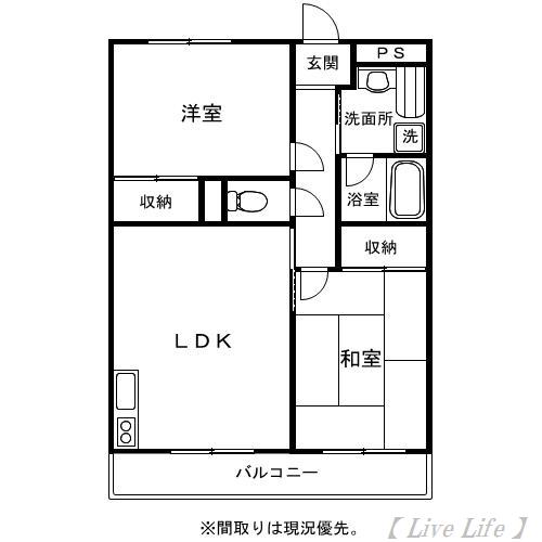 セントラルハイツ(2LDK/2階)の間取り写真