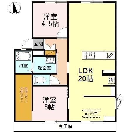 サンビレッジ 8(2LDK/1階)の間取り写真