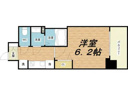 プレサンス大国町ブライス(1K/15階)の間取り写真