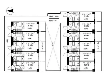 ウエストコート智恵光院(1K/2階)の間取り写真