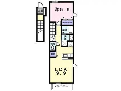 メゾン・ド・ルポス(1LDK/2階)の間取り写真