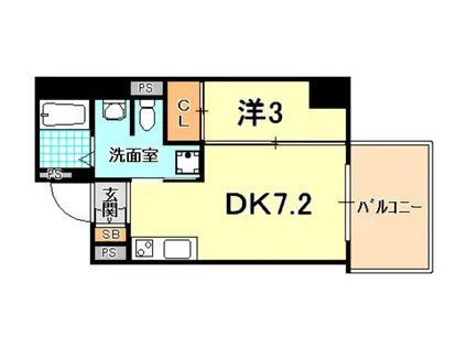 シティフラット兵庫(1DK/8階)の間取り写真