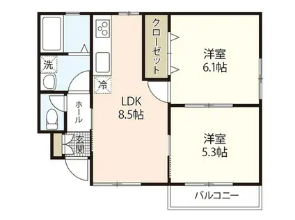 マノワール堀越(2LDK/2階)の間取り写真