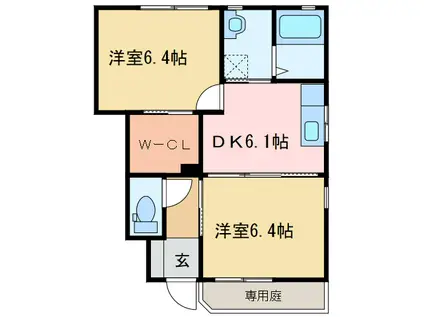 タウン表参道(2DK/1階)の間取り写真
