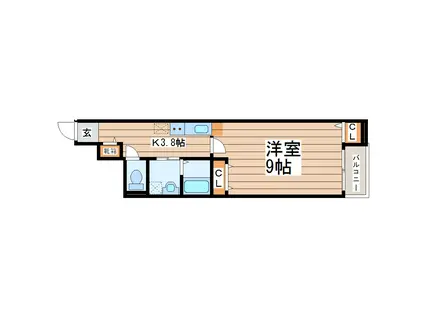ドゥース北仙台(1K/1階)の間取り写真