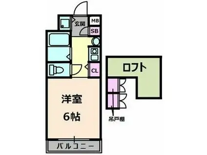 エステムコート大阪城前・OBPリバーフロント(1K/6階)の間取り写真