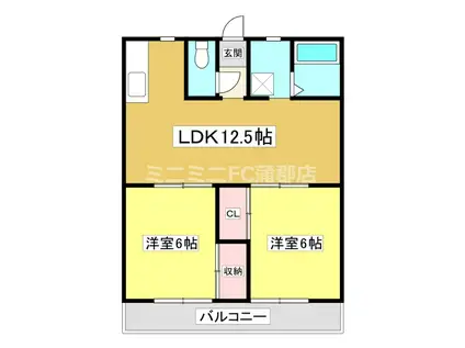 エクセル太田(2LDK/2階)の間取り写真