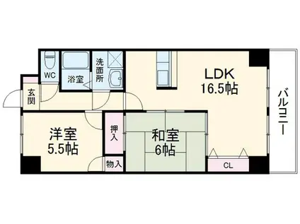 松重スカイマンション3(2LDK/2階)の間取り写真