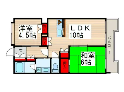 ヒルサイドコート松戸(2LDK/1階)の間取り写真
